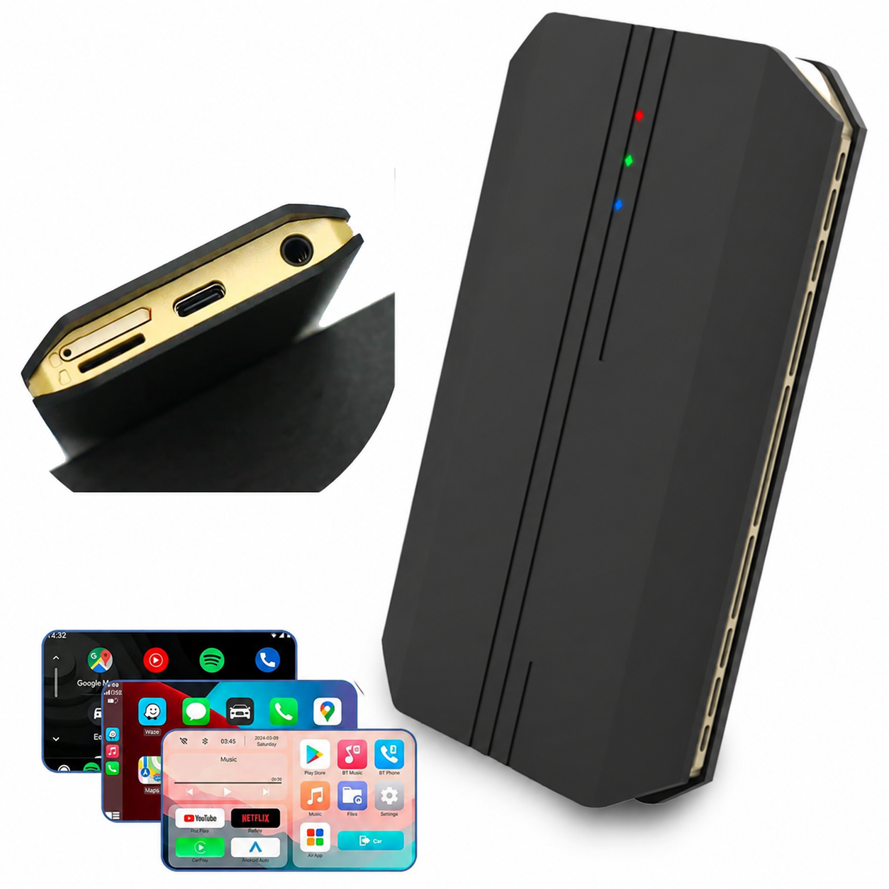 GT6 Android 13 AI box with its original black and gold enclosure and legacy branding removed