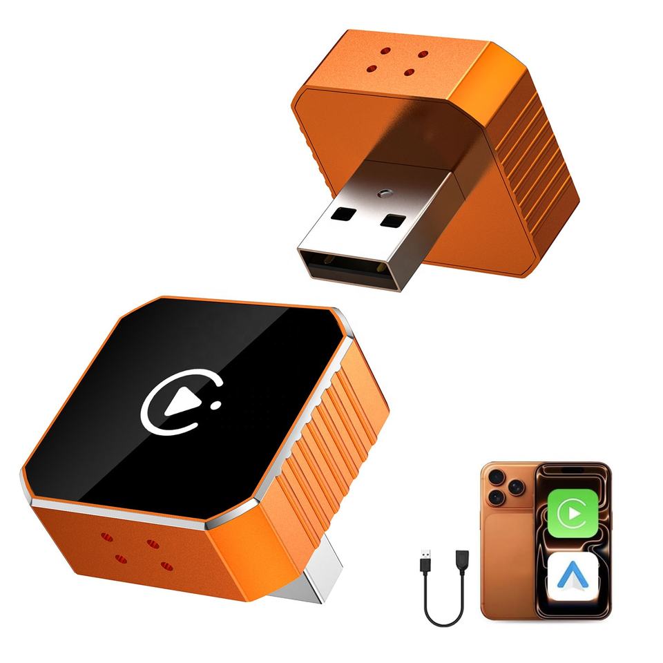 M23 orange alloy wireless CarPlay and Android Auto adapter