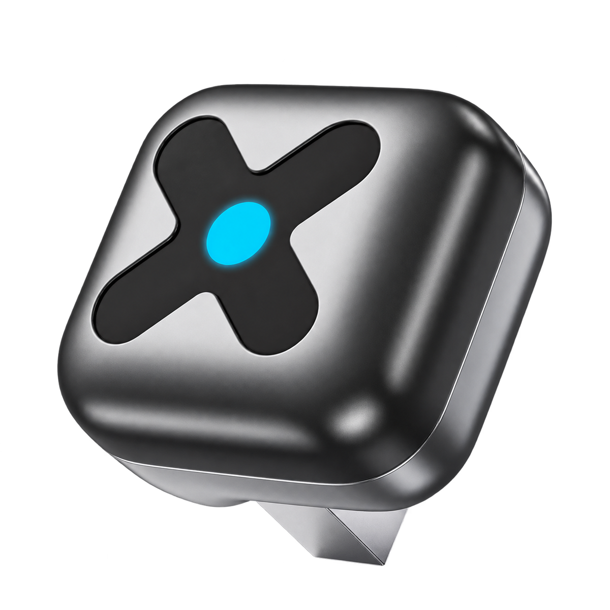 M6 2-in-1 wireless adapter with X-shaped top panel and blue center