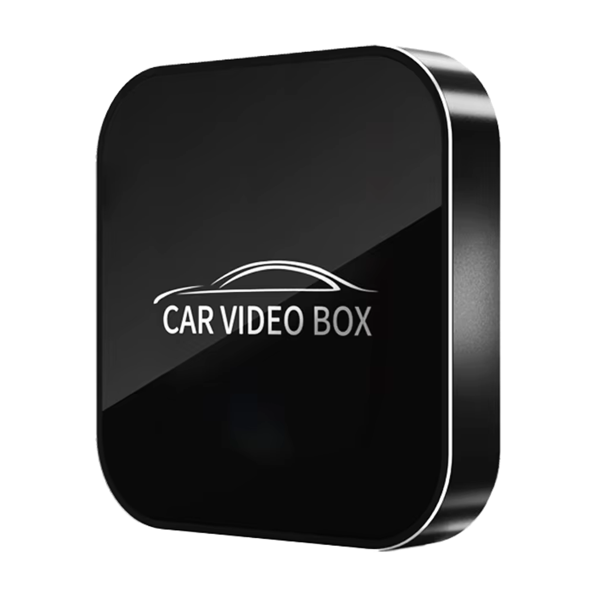 Y1 black CarPlay video box isolated from the authorized Alibaba product image
